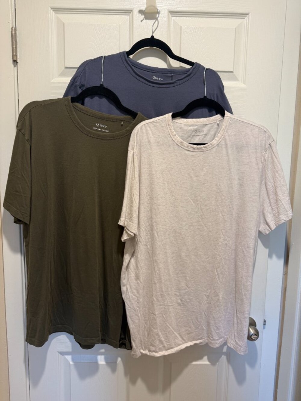 Cotton Modal Crew Neck T-Shirts - Navy, Olive Green, Heather -Size XL (3 Shirts)